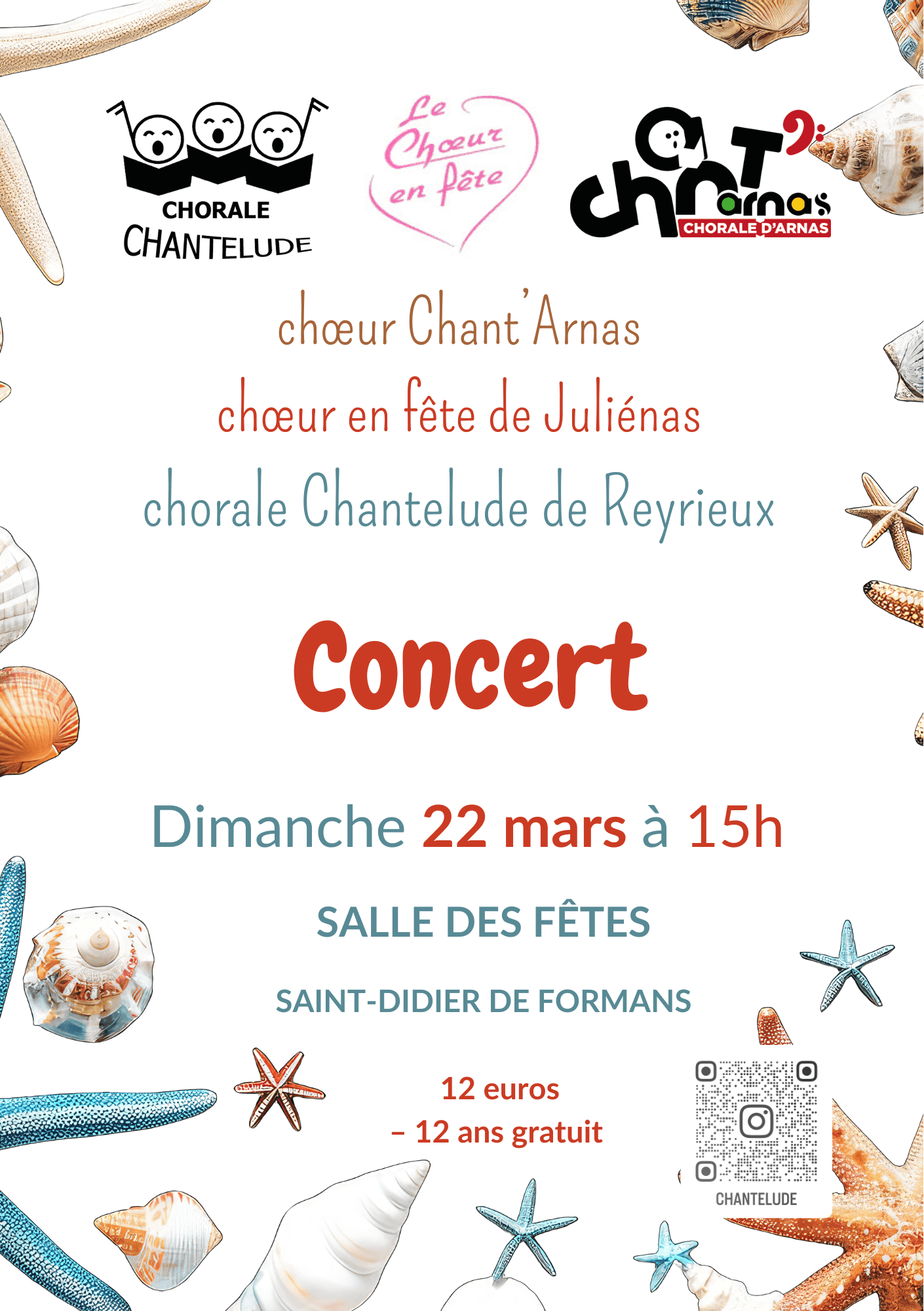Affiche du concert avec Chantelude et Chœur en Fête
