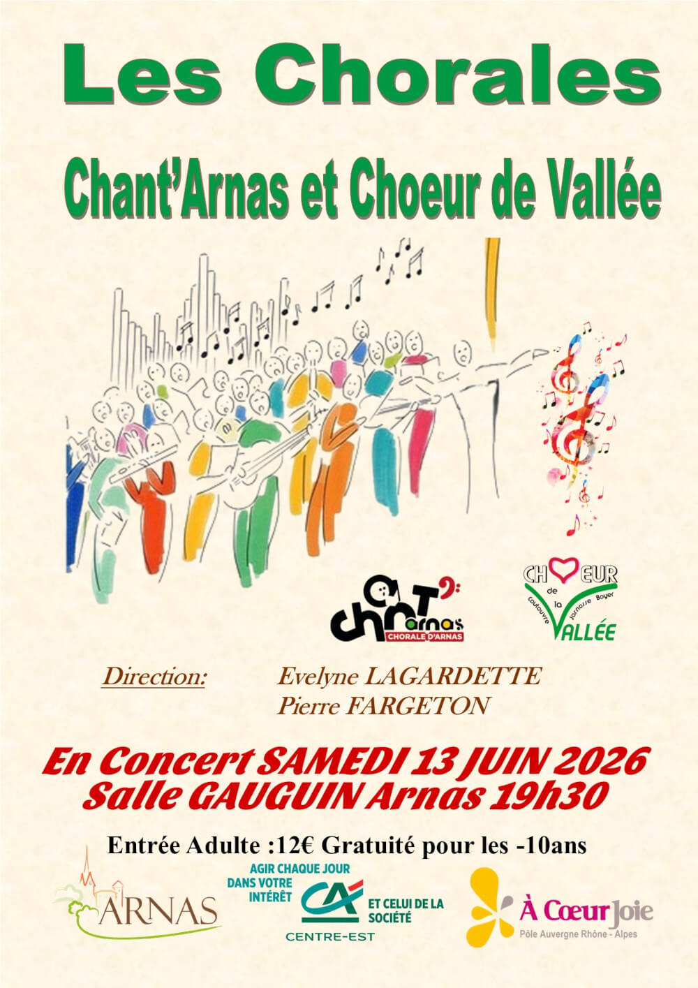 Affiche du concert de jun 2026 de Chant'Arnas et le Chœur de Vallée